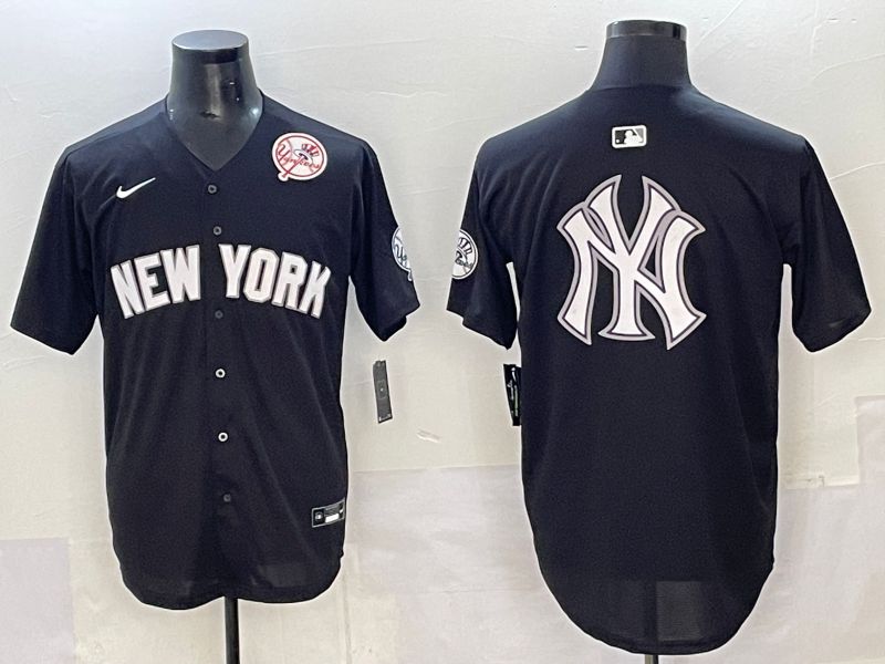 Men 2025 New York Yankees Blank Black Nike MLB Jersey style 0031->new york yankees->MLB Jersey